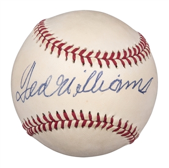 Ted Williams Single Signed OAL Brown Baseball (UDA)